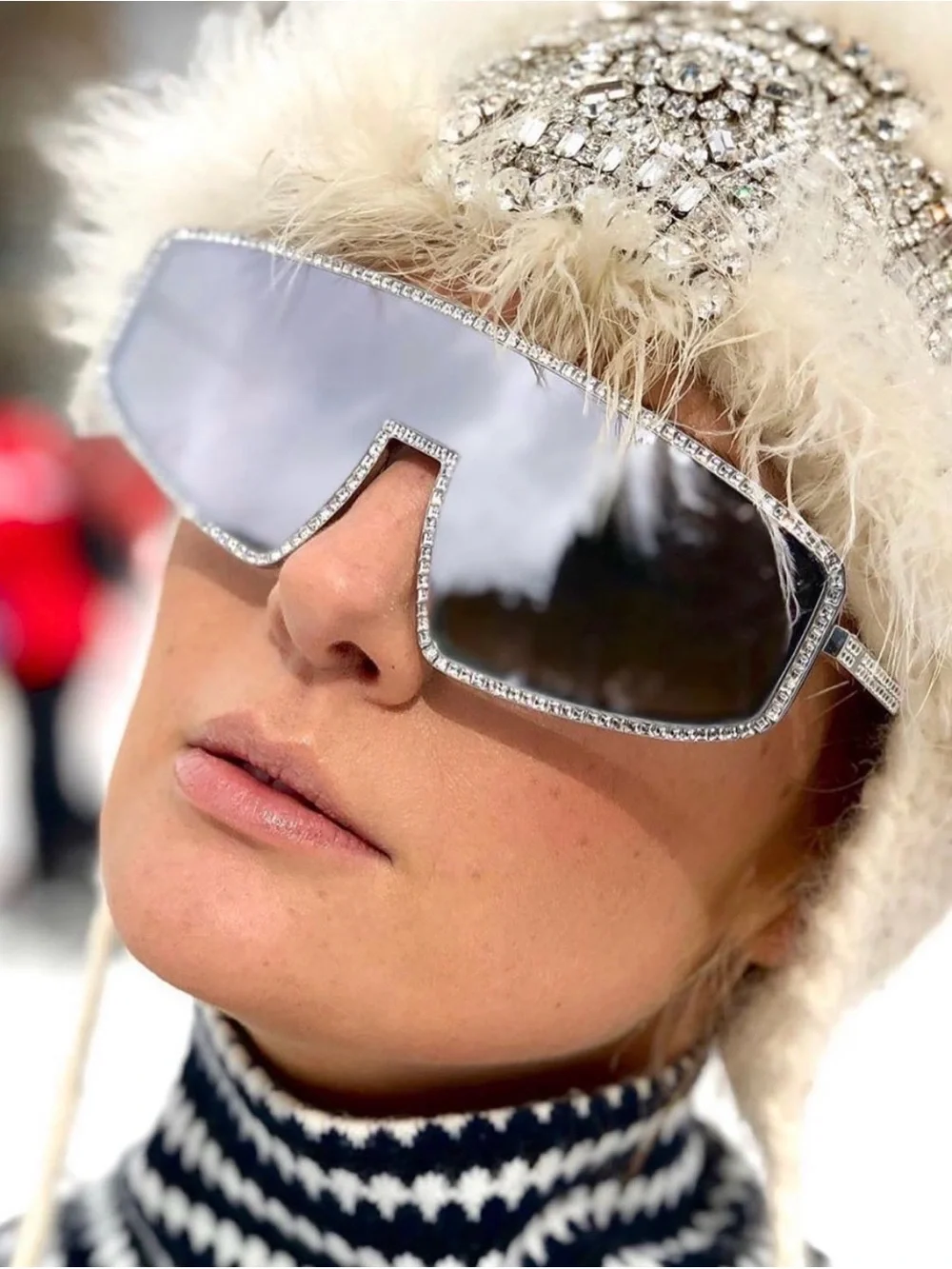 New Anna Karin Karlsson Shady Luv 2.0 White Gold Blush Mirror Shield Sunglasses
